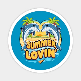 Summer Lovin' Dolphins in a Heart Shape Tropical Beach Life Summertime Summer Palm Trees Summertime Summer Vacation Beach Magnet